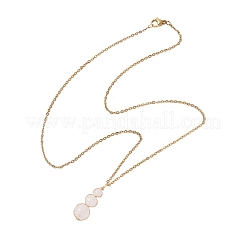 Colgante de cuarzo rosa natural con forma de calabaza y cuentas redondas&nbsp;NJEW-JN05656-01