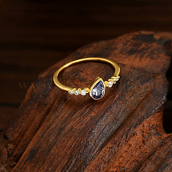Элегантное винтажное серебряное кольцо-капля с цирконием S925 для женщин PV7544-1