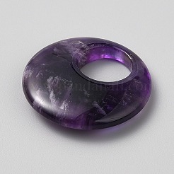 天然アメジスト中国製安全バックルペンダント  ドーナツ/円盤チャーム  30x6mm  穴：12mm&nbsp;G-WH0030-30G