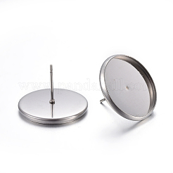 Плоские круглые серьги-гвоздики из нержавеющей стали 304&nbsp;STAS-I323-6mm-P