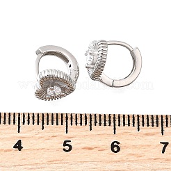 Серьги-кольца из латуни с микропаве и прозрачным кубическим цирконием в форме сердца EJEW-Z121-05P