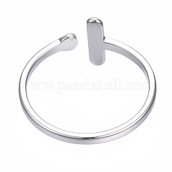 変色しない304ステンレススチール製バーオープンカフリング（女性用）  ステンレス鋼色  usサイズ7 1/4(17.5mm)&nbsp;RJEW-T023-93P