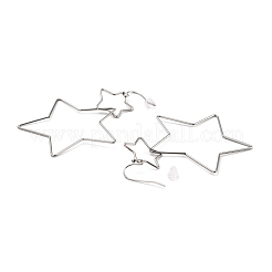 Boucles d'oreilles pendantes à double étoile ouverte entrelacée anti-ternissement&nbsp;EJEW-C007-01P