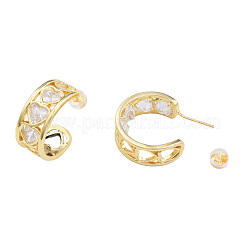 Серьги-кольца с кубическим цирконием в форме сердца EJEW-N011-65