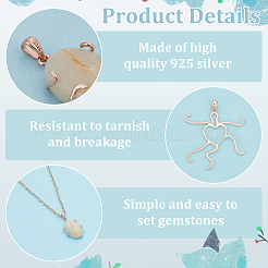 3 шт. 3 стиля 925 оправы кабошона для подвески из стерлингового серебра&nbsp;STER-PH0003-12