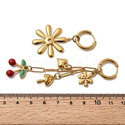 Серьги-кольца из нержавеющей стали 304 с эмалью&nbsp;EJEW-G451-06G