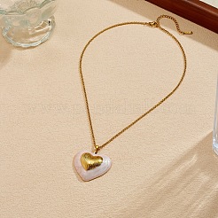 Colliers pendentifs en acier inoxydable 304 émaillé rose en forme de cœur pour femmes&nbsp;WG9BEC2-01