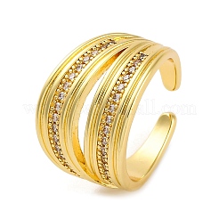 Кольца-манжеты для женщин с покрытием из латуни с микропаве из прозрачного кубического циркония&nbsp;RJEW-M028-92G