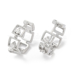 Серьги-кольца из латуни с прозрачным фианитом&nbsp;EJEW-Q016-02P