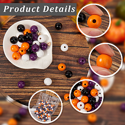 Тема хеллоуин 5 нити окрашенные распылением натуральные деревянные бусины нити&nbsp;WOOD-SP0001-02B