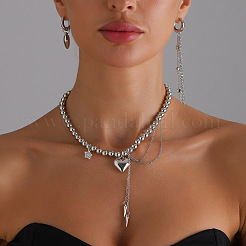 Collana da donna con ciondolo a forma di stella e cuore in lega di cristallo e strass&nbsp;WGF75AC-01