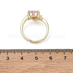 Verstellbare Fingerringe aus Messing mit rosafarbenem Herz-Zirkonia zum Valentinstag&nbsp;CU-CBA7E55-11G