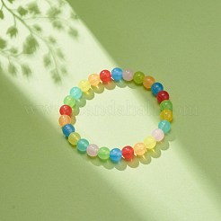 Bracelet extensible en perles rondes en acrylique imitation jade pour femme&nbsp;BJEW-JB08721-01