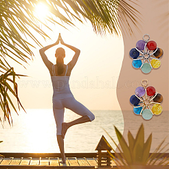 12 шт. 2 цвета 7 чакра драгоценных камня медная проволока обернутая подвесками G-DC0001-27