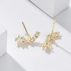 Серьги-гвоздики из циркония&nbsp;EJEW-Q014-11G