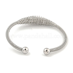 Не тускнеющие полые браслеты-манжеты из нержавеющей стали 304&nbsp;BJEW-P331-09P
