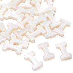 天然淡水シェルビーズ  トップドリルビーズ  ホワイト  文字.i  10x6x3mm  穴：0.8mm&nbsp;SHEL-T012-59I