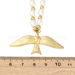 Ожерелья с подвеской в виде птицы из нержавеющей стали 304 и пластика с имитацией жемчуга для женщин NJEW-P330-02G