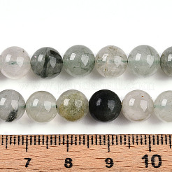 Природные зеленые Rutilated кварц круглые бусины нити G-T140-8mm-02