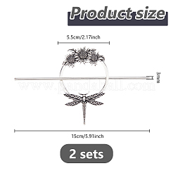 2 набор палочек для волос из сплава&nbsp;MRMJ-DC0001-11