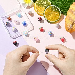 16 шт. 8-х цветные эмалевые бусины ручной работы в технике лэмпворк с выпуклыми краями&nbsp;LAMP-CJ0002-72