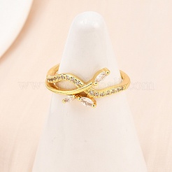 Манжеты из латуни с микро паве кубический цирконий для женщин&nbsp;RJEW-Z113-30G