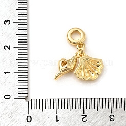 Латунные подвески в форме раковины с прозрачным кубическим цирконием и подвесками в европейском стиле KK-C113-02G