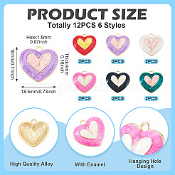 12шт 6 цвета сплава эмалевые подвески FIND-TA0006-63