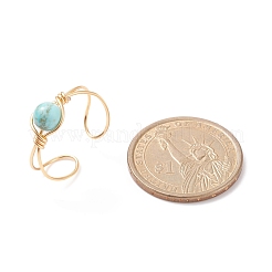 Anello polsino aperto con perline turchesi sintetico&nbsp;RJEW-TA00041-04