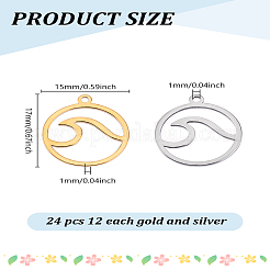 24 шт. подвески из нержавеющей стали 201 двух цветов&nbsp;STAS-LP0002-19