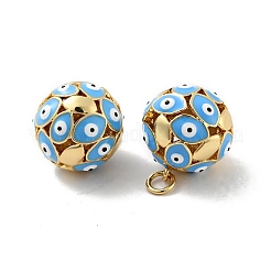 Круглые подвески с эмалью из латуни с дурным глазом&nbsp;KK-G419-15G-02