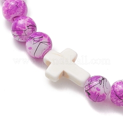 Браслеты из расписного стекла и синтетической бирюзы с бисером&nbsp;BJEW-JB13235