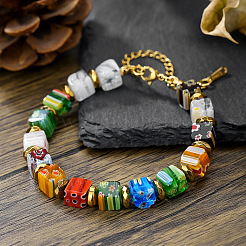 Millefiori-Armbänder aus Glasperlen für Damen&nbsp;WGC5980-01