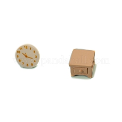 時計＆キャビネット樹脂製ミニモデル  マイクロランドスケープドールハウスアクセサリー  小道具の装飾のふりをする  ホワイト  15x15x11mm&nbsp;PW-WG715F4-01