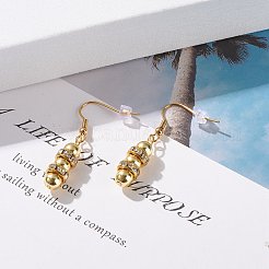 クリスタルラインストーンの合成ヘマタイトビーズダングルピアス  女性用304ステンレススチールドロップイヤリング  ゴールドカラー  42mm  ピン：0.7mm&nbsp;EJEW-JE04839