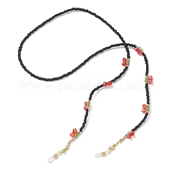 Цепочки для очков из стеклянных семян и гальванического стекла&nbsp;AJEW-TA00057