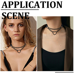 Biker-Punk-Handschuhe aus PU-Leder mit Choker-Halsketten im Punk-Stil aus Kunstleder&nbsp;AJEW-CL0005-33