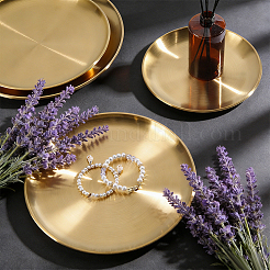 6 bandeja redonda de acero inoxidable 201 para guardar joyas y anillos&nbsp;AJEW-NB0009-43