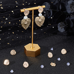 10 шт. плоская круглая фурнитура для сережек-гвоздиков с клевером из латуни&nbsp;DIY-BBC0001-36