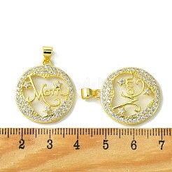 Muttertagsanhänger aus Messing mit Mikropflaster und Zirkonia&nbsp;KK-H472-07G-02