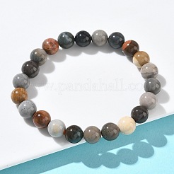 Bracelets extensibles en perles rondes d'agate alashan naturelle pour femmes&nbsp;BJEW-Z158-03M-03