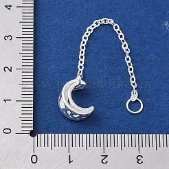 チェーン付きスターリングシルバーエンド925個  ムーン  銀  70x9.5mm  穴：3.5mm&nbsp;STER-S010-04A-S