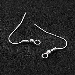 304ステンレススチールピアスフック  耳ワイヤー  水平ループ付き  925銀メッキ  25x20mm  穴：2.3mm  ピン：0.7mm&nbsp;X-STAS-L258-001B-S