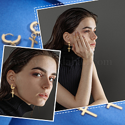 6 пара серег-колец из нержавеющей стали 304 с крестообразным креплением EJEW-UN0001-91