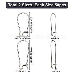 100 шт. 2 стиля фурнитуры для сережек-колец из нержавеющей стали 304&nbsp;STAS-CN0001-04