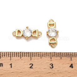Подвески-фигурки в форме буквы D из латуни с прозрачными кубическими цирконами&nbsp;KK-H515-09G