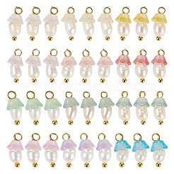 48 шт. 12 стиля подвески-цветы из акрила и натурального жемчуга PALLOY-CW00007