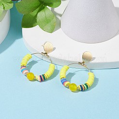 Natürliche Malaysische Jade & Fimo-Perlen mit großen Ring-Ohrsteckern&nbsp;EJEW-TA00075-04