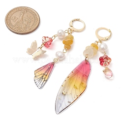 Серьги с натуральным топазом и нефритом EJEW-TA00591-03