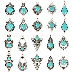 20 pz 10 stili tibetano lega pavé imitazione turchese pendenti&nbsp;FIND-TA0008-36